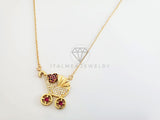 Collar Elegante - 103228 - Collar Carriola CZ Rosa y Clara Oro Laminado 18K