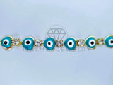 Pulsera Elegante - 103588 - Pulsera Corazon Ojo Turco Azul Oro Laminado 18K