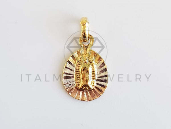 Dije Religioso - 100361 - Medalla Diamantada de la Virgen Tamaño Mini Oro Laminado 18K