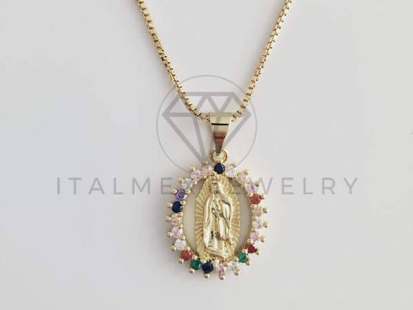 Collar Elegante - 102419 - Collar Virgen de Guadalupe CZ Color Dorado Oro Laminado 18K