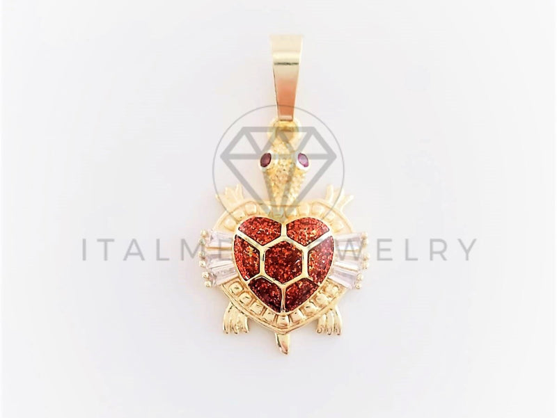 Dije Elegante - 102788 - Dije Tortuga Roja CZ Clara Tamaño Chico Oro Laminado 18K