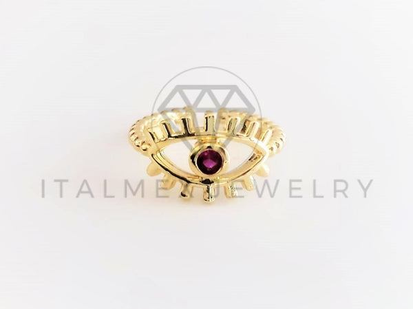 Anillo de Lujo - 103116 - Diseño Ojo Turco con CZ Rosa Oro Laminado 18K