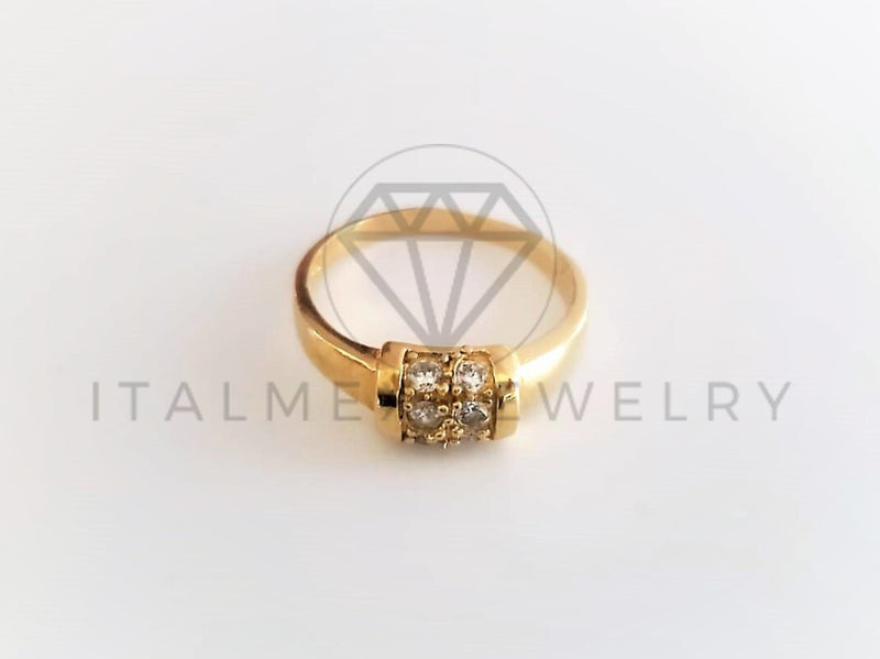 Anillo de Lujo - 103126 - Estilo Barril CZ Clara Oro Laminado 18K