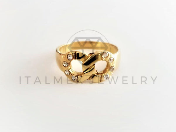 Anillo de Lujo - 103130 - Estilo Hebilla Infinito CZ Clara Dorado Oro Laminado 18K