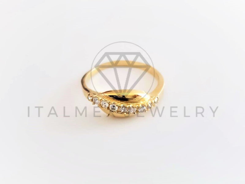 Anillo de Lujo - 103133 - Estilo Churumbela Concha CZ Clara Oro Laminado 18K