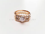 Anillo Dama de Lujo - 103401 - Diseño Alianza Matrimonio CZ Clara Oro Laminado 18K