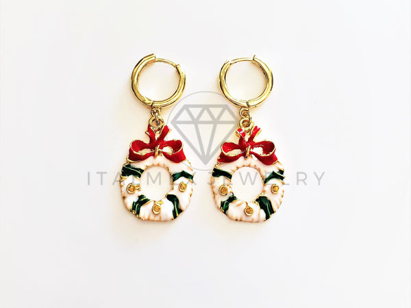 Arete de Lujo - 103492 - Diseño de Rosca de Navidad Oro Laminado 18K
