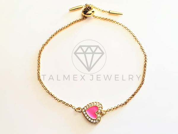 Pulsera Elegante - 103493 - Diseño Ajustable Corazón CZ Clara Oro Laminado 18K