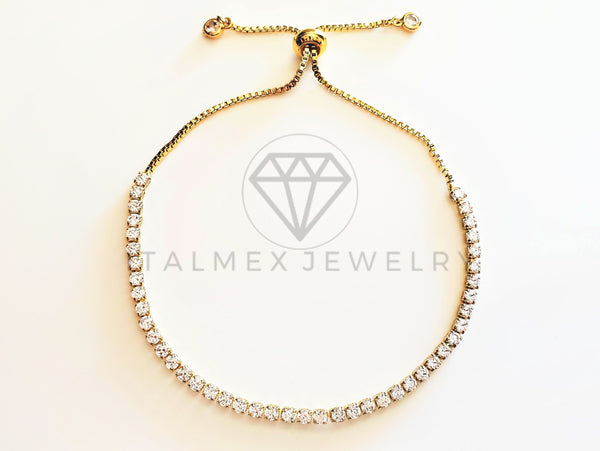 Pulsera Elegante - 103494 - Diseño Ajustable Tira de CZ Clara Oro Laminado 18K