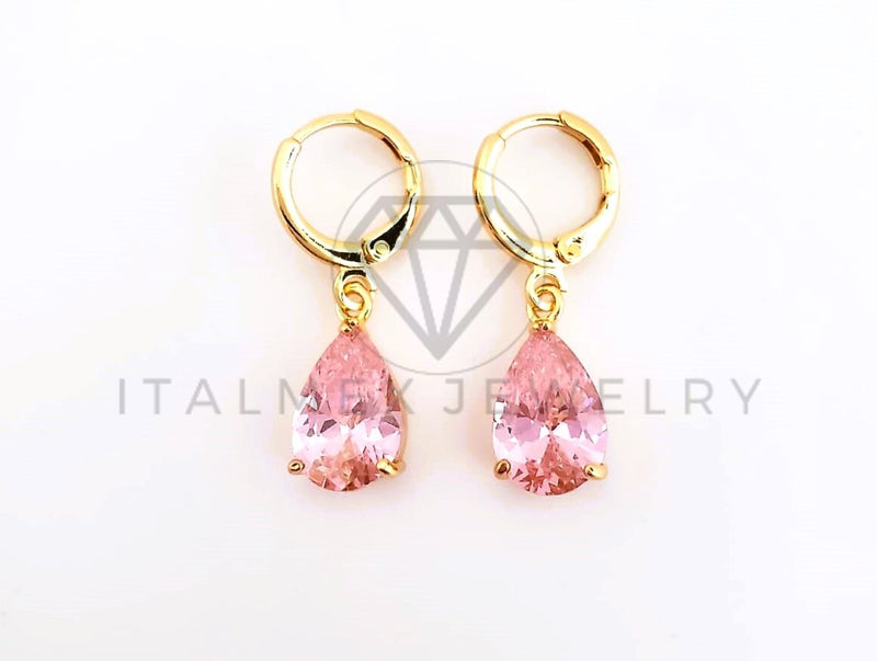 Arete de Lujo - 103514 - Diseño de Gota 6x4 CZ Rosa Oro Laminado 18K