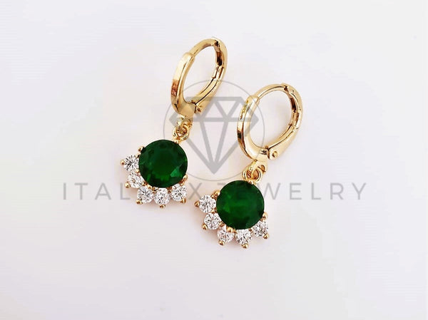 Arete de Lujo - 103559 - Diseño Candil CZ Verde Oro Laminado 18K