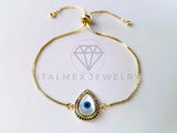 Pulsera de Lujo - 103719 - Diseño Ajustable Ojo Turco CZ Color Oro Laminado 18K