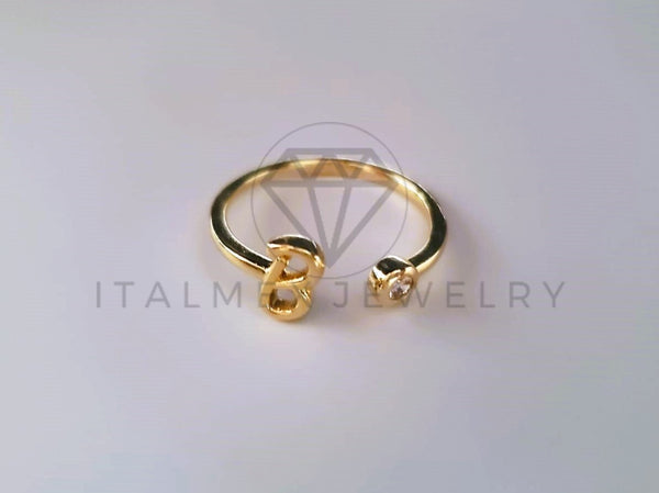 Anillo Dama de Lujo -103761 - Diseño Inicial "B" CZ Clara Oro Laminado 18K