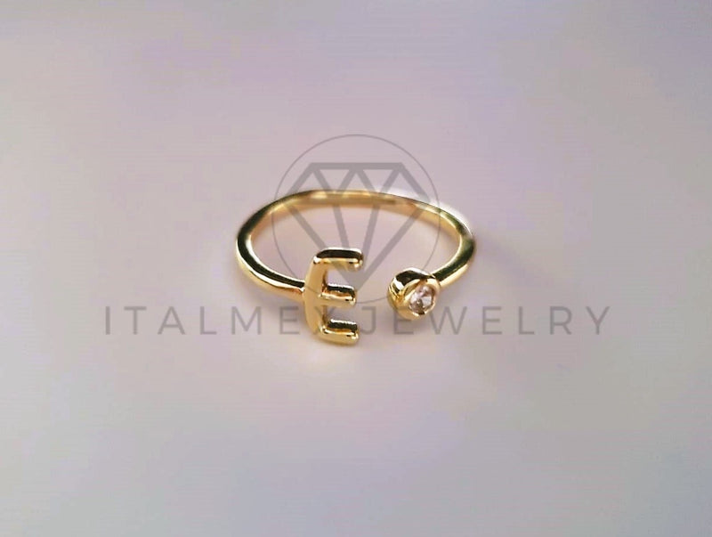 Anillo Dama de Lujo -103764 - Diseño Inicial "E" CZ Clara Oro Laminado 18K