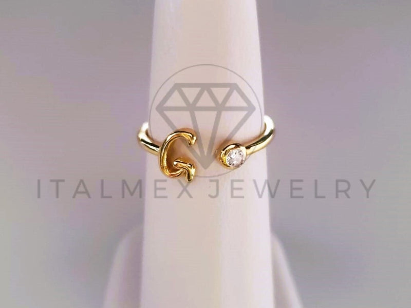 Anillo Dama de Lujo -103765 - Diseño Inicial "G" CZ Clara Oro Laminado 18K