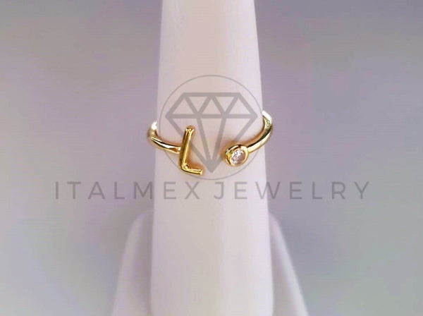 Anillo Dama de Lujo -103766 - Diseño Inicial "L" CZ Clara Oro Laminado 18K