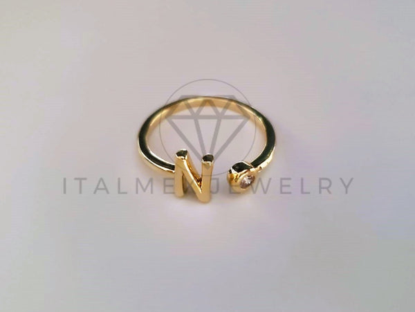 Anillo Dama de Lujo -103767 - Diseño Inicial "N" CZ Clara Oro Laminado 18K
