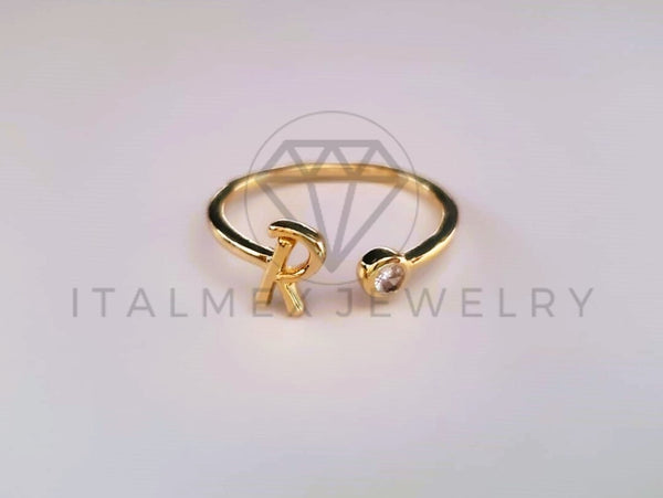 Anillo Dama de Lujo -103768 - Diseño Inicial "R" CZ Clara Oro Laminado 18K