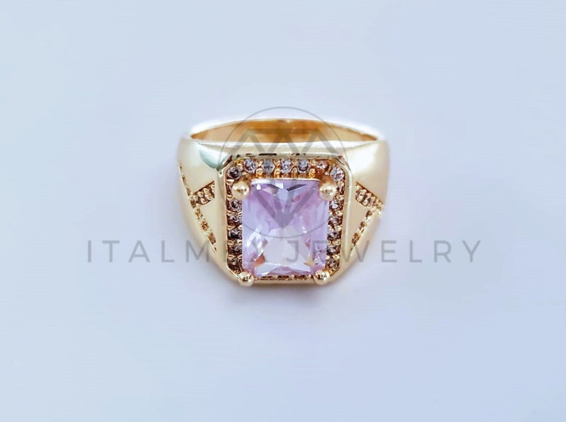 Anillo Caballero de Lujo - 103921 - Diseño Cuadrado CZ Clara Oro Laminado 18K