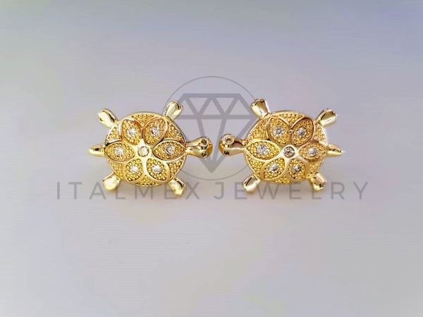 Broquel de Lujo - 104046 - Diseño Tortuga CZ Clara Oro Laminado 18K