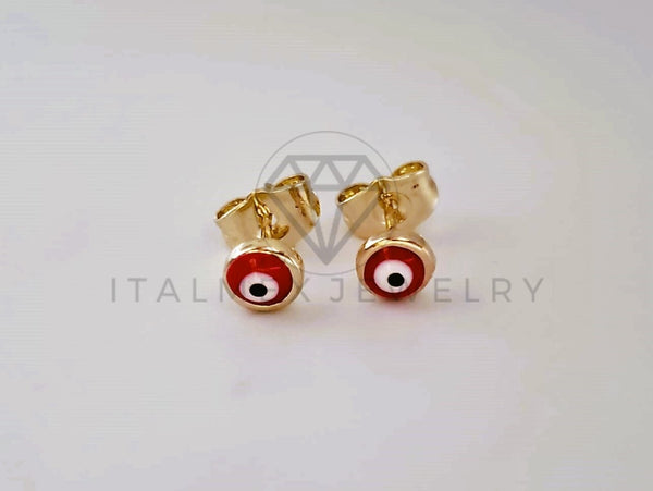 Broquel de Lujo - 104087 - Diseño Ojo Turco Rojo 6mm Oro Laminado 18K