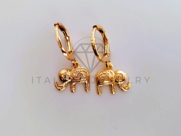 Arete de Lujo - 104345 - Diseño de Elefante Hindu Oro Laminado 18K