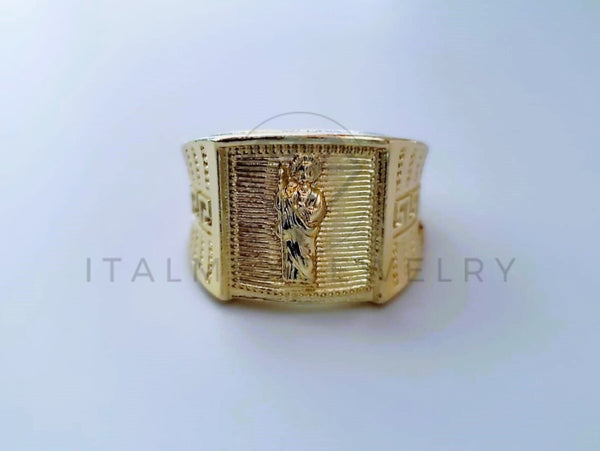 Anillo Caballero de Lujo - 104548 - Diseño Clasico San Judas Oro Laminado 18K