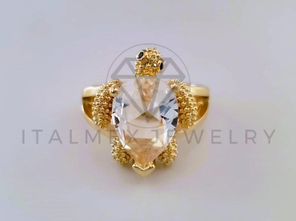 Anillo Dama de Lujo - 104554 - Diseño Tortuga con CZ Clara Oro Laminado 18K