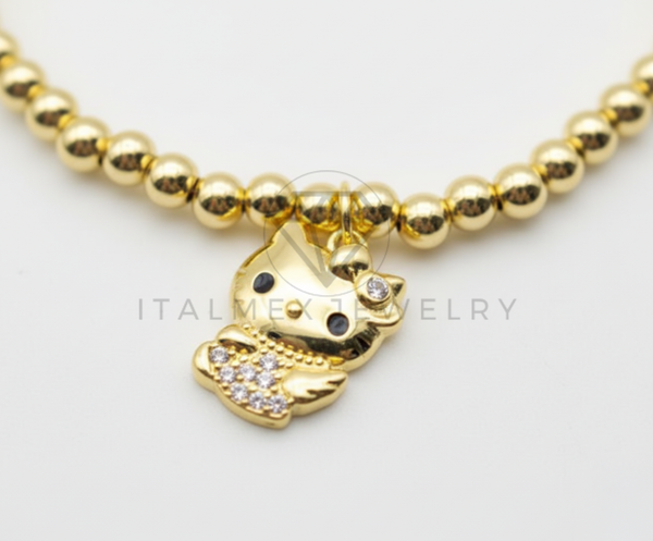 Pulsera de Lujo - 106423 - Pulsera Inspirado Hello Kitty CZ Oro Laminado 18K