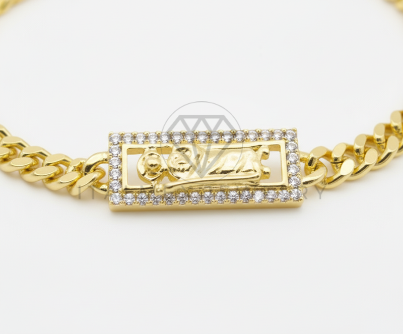 Pulsera de Lujo - 106435 - Pulsera San Judas CZ Clara -  Oro Laminado 18K