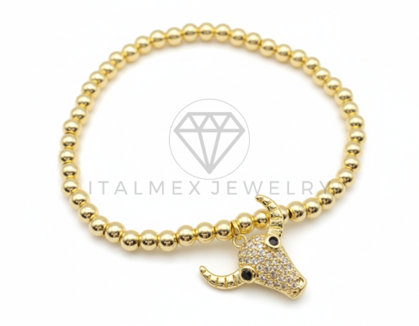 Pulsera de Lujo - 106437 - Pulsera Toro con CZ Clara -  Oro Laminado 18K