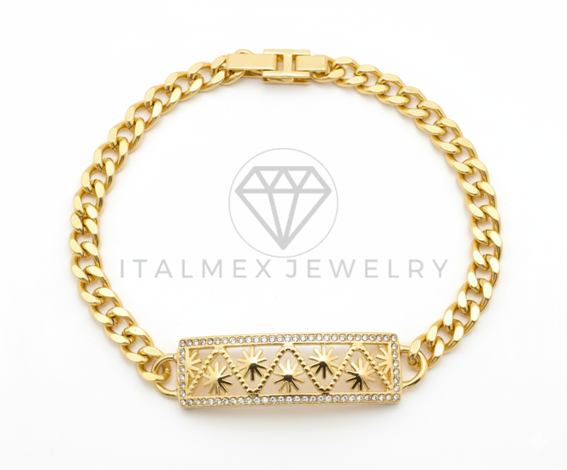 Pulsera de Lujo - 106439 - Pulsera Sol CZ Clara -  Oro Laminado 18K