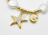Pulsera de Lujo - 106450 - Pulsera Estrella de Mar y Concha con CZ Clara Perlas de Concha - Oro Laminado 18K