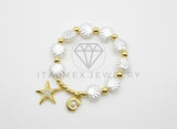 Pulsera de Lujo - 106450 - Pulsera Estrella de Mar y Concha con CZ Clara Perlas de Concha - Oro Laminado 18K