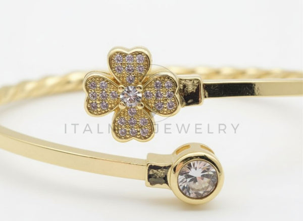 Pulsera de Lujo - 106451 - Pulsera Trebol CZ Clara - Oro Laminado 18K