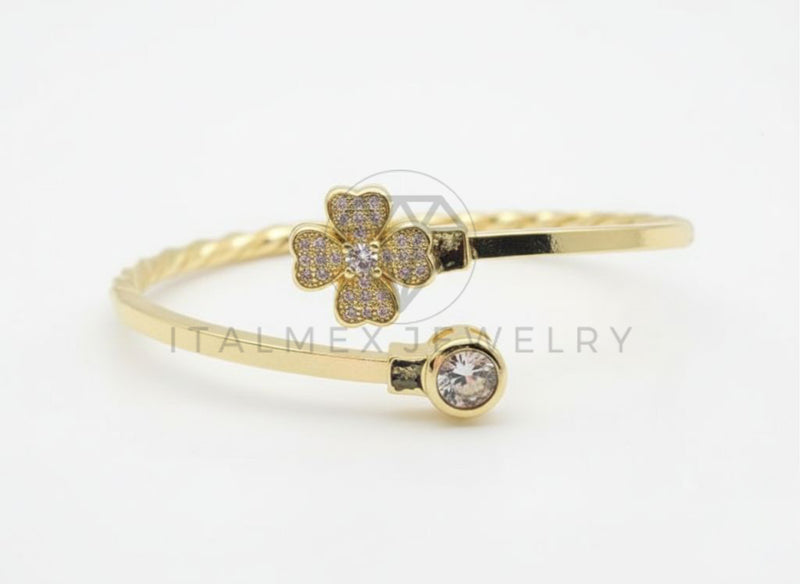 Pulsera de Lujo - 106451 - Pulsera Trebol CZ Clara - Oro Laminado 18K