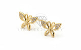 Arete de Lujo - 106454 - Broquel Mariposa CZ Clara - Oro Laminado 18K