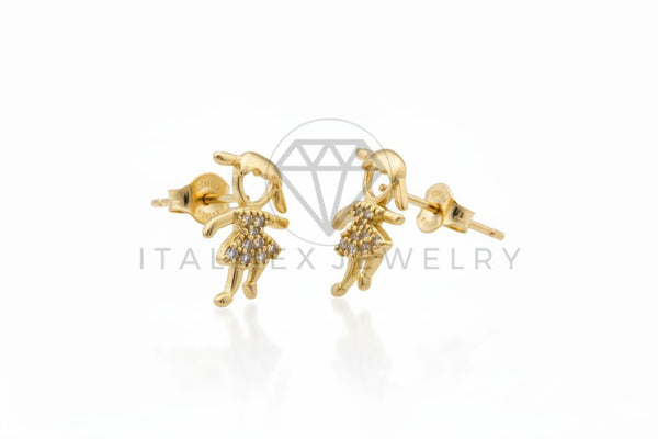 Arete de Lujo - 106455 - Broquel Niña CZ Clara - Oro Laminado 18K