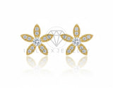 Arete de Lujo - 106458 - Broquel Flor CZ Clara - Oro Laminado 18K