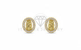 Arete de Lujo - 106459 - Broquel Virgen de Guadalupe CZ Clara - Oro Laminado 18K