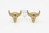 Arete de Lujo - 106460 - Broquel Toro CZ Clara - Oro Laminado 18K