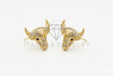 Arete de Lujo - 106460 - Broquel Toro CZ Clara - Oro Laminado 18K