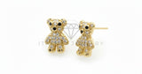 Arete de Lujo - 106464 - Broquel Osito CZ Clara - Oro Laminado 18K