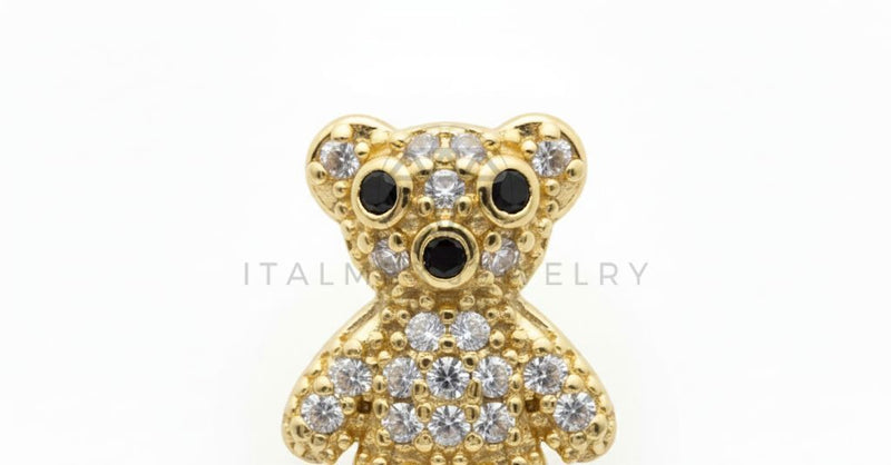 Arete de Lujo - 106464 - Broquel Osito CZ Clara - Oro Laminado 18K