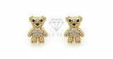 Arete de Lujo - 106464 - Broquel Osito CZ Clara - Oro Laminado 18K