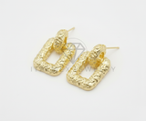 Arete de Lujo - 106466 - Arete Rectangular - Oro Laminado 18K