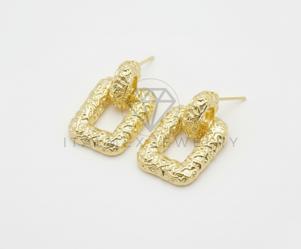 Arete de Lujo - 106466 - Arete Rectangular - Oro Laminado 18K