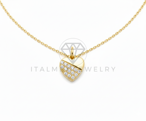 Collar Elegante - 106471 - Collar Corazon CZ Clara - Oro Laminado