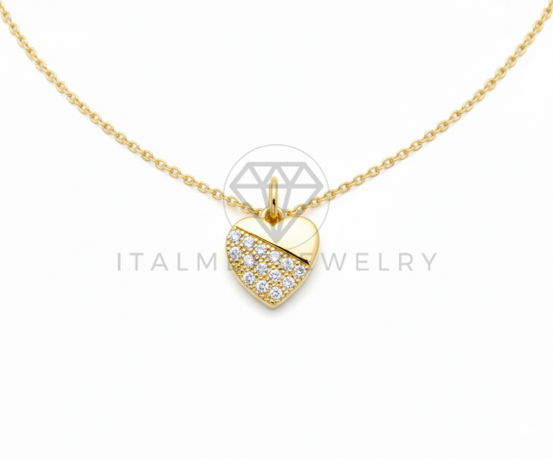 Collar Elegante - 106471 - Collar Corazon CZ Clara - Oro Laminado