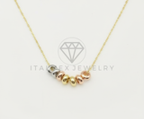 Collar Elegante - 106472 - Collar Circulos Tricolor - Oro Laminado 18K